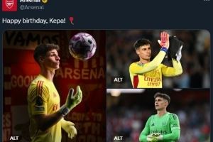 凯帕今天迎来31岁生日，阿森纳官推送祝福：生日快乐！